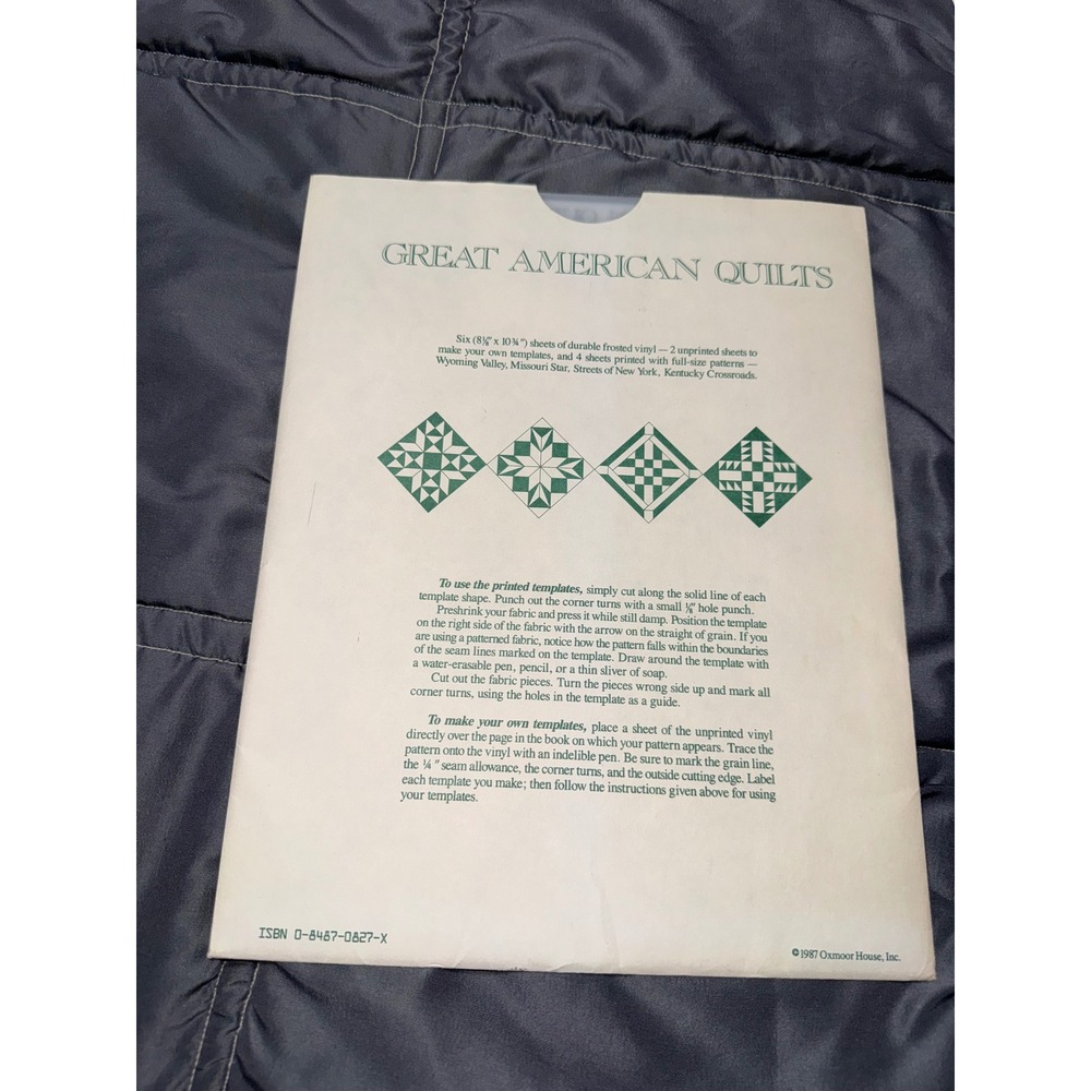 Vintage Great American Quilts 1987 Vinyl Templates Oxmoor House 6 Sheets Pattern